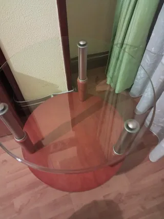 Mesita salón cristal y madera