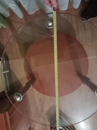 Mesita salón cristal y madera