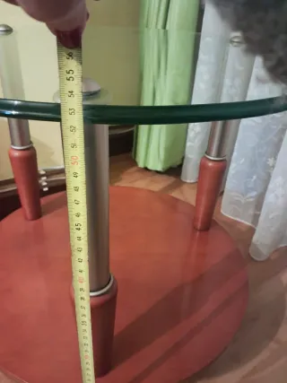 Mesita salón cristal y madera