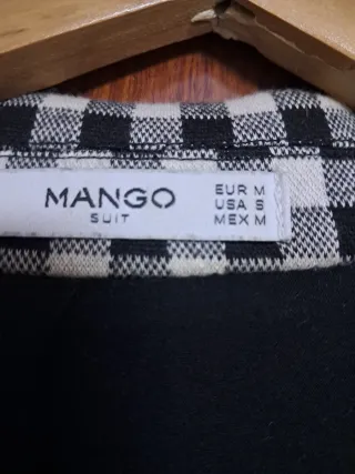 Americana Mango Cuadros Blanco y Negro Talla M