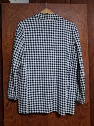 Americana Mango Cuadros Blanco y Negro Talla M