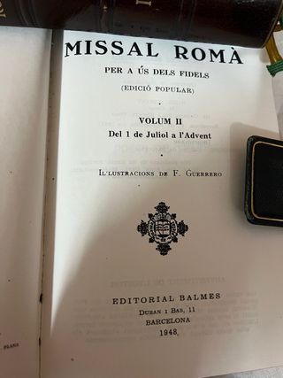 Missal Roma 2 tomos de 1948 y 1951 latín/catalan