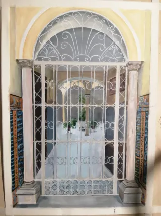 Pittura Originale Cortile Andaluso