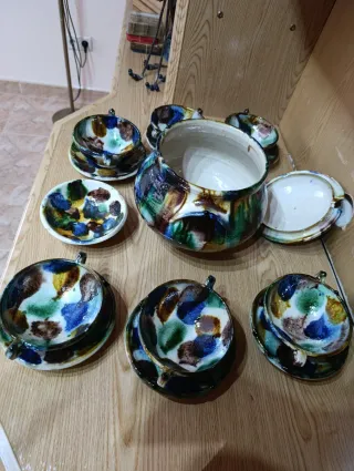 Juego Consomé Cerámica Multicolor