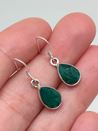 Pendientes Plata 925 y Esmeralda Gota