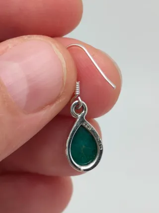 Pendientes Plata 925 y Esmeralda Gota