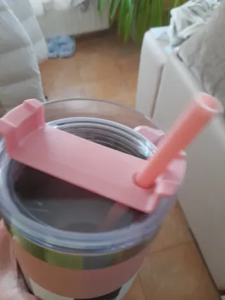 Jarra térmica rosa con pajita