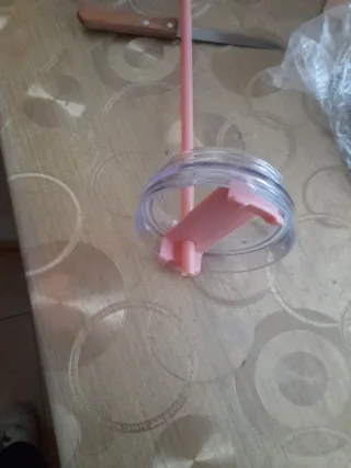 Jarra térmica rosa con pajita