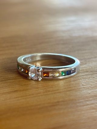 Anillo Plata 925 con Circonita y Cristales Arcoíri