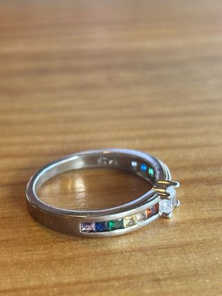 Anillo Plata 925 con Circonita y Cristales Arcoíri