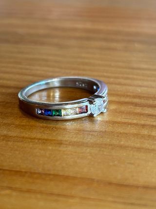 Anillo Plata 925 con Circonita y Cristales Arcoíri