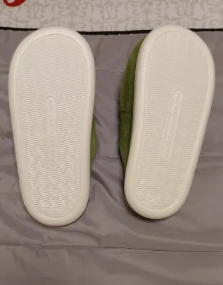 Pantunflas de dinosaurio verdes