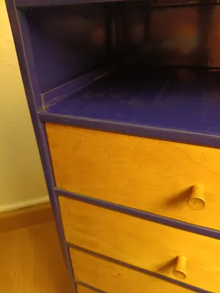 Cajonera azul y madera 6 cajones