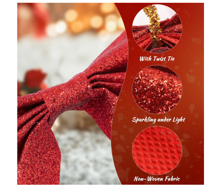 12 Fiocchi Natalizi Rossi Glitterati