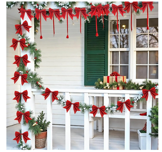 12 Fiocchi Natalizi Rossi Glitterati