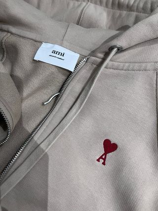 Sudadera Ami Paris Beige con Cremallera