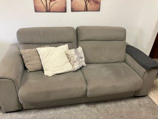 Sofá 3 plazas gris tela