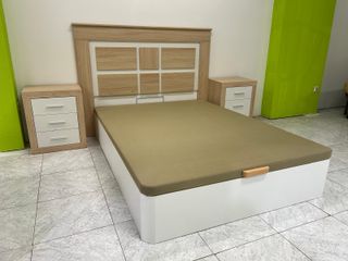 Canapé Blanco 150x190 + Cabecero + 2 Mesitas