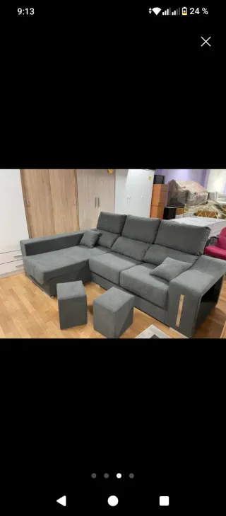 OFERTON Sofá cheslong gris 2'60