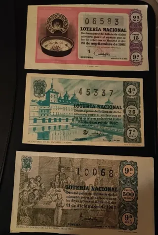 3 Décimos Lotería Nacional Antigua