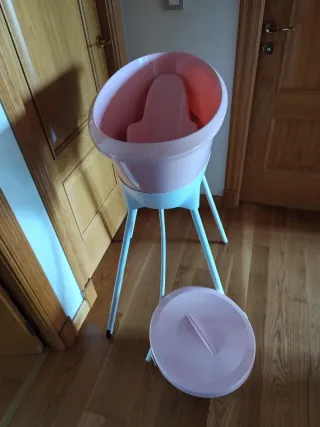 Bañera bebé Luma rosa y soporte