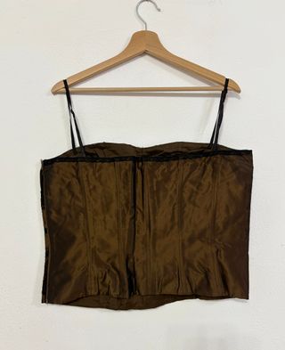 LUISA SPAGNOLI Top corpetto marrone ricamato