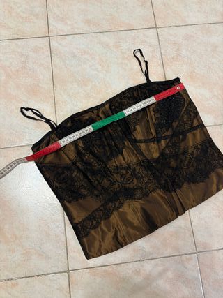 LUISA SPAGNOLI Top corpetto marrone ricamato