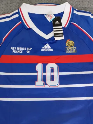 Camiseta Fútbol Retro Zidane 10 Adidas Azul