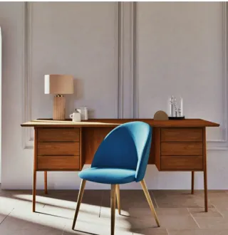 Silla comedor vintage azul petróleo