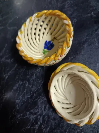 Joyero vintage Cerámica Trenzada Flores Multicolor