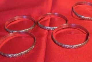 5 Brazaletes Plata Antiguos Grabados