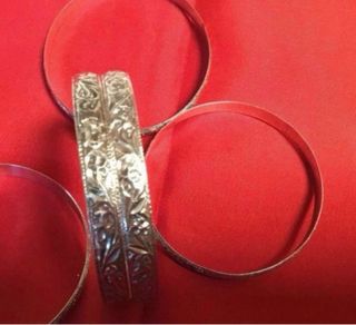 5 Brazaletes Plata Antiguos Grabados