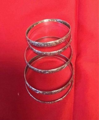 5 Brazaletes Plata Antiguos Grabados