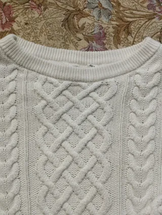 Maglione bambina cotone bianco sporco