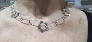 Collar plata con flores,925