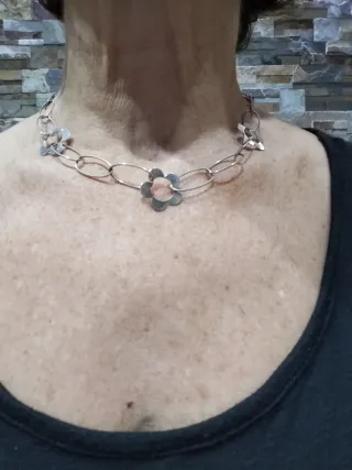 Collar plata con flores,925