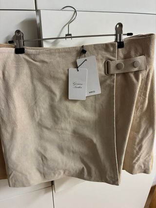 Falda Mango Beige Piel Nueva