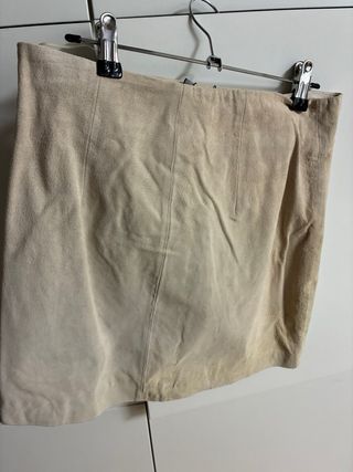 Falda Mango Beige Piel Nueva
