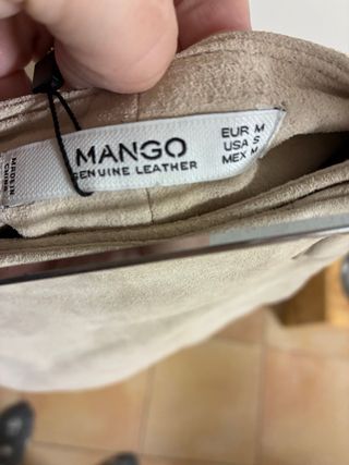 Falda Mango Beige Piel Nueva