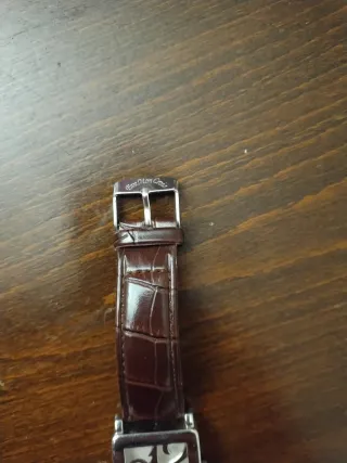 Reloj de pulsera plateado y marrón