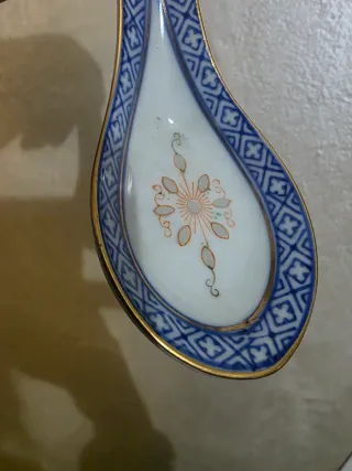 Cucchiaio Riso Cinese Vintage Blu Bianco