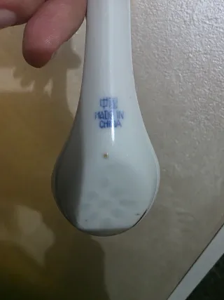 Cucchiaio Riso Cinese Vintage Blu Bianco