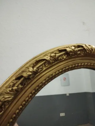 Espejo Ovalado Antiguo Dorado