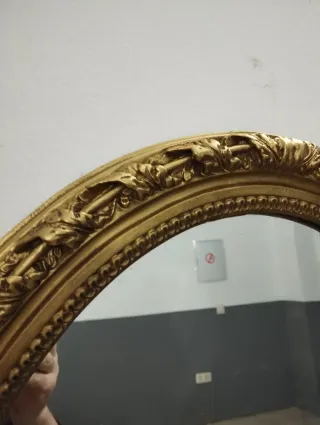 Espejo Ovalado Antiguo Dorado