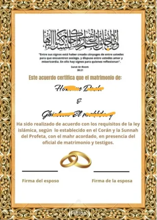 Acta de Matrimonio Decorativa Islámica