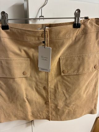 Falda Mango Piel Camel Talla M