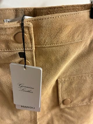 Falda Mango Piel Camel Talla M