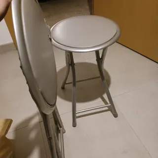 2 Taburetes Plegables Metal y Plástico