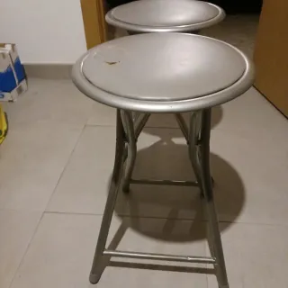 2 Taburetes Plegables Metal y Plástico