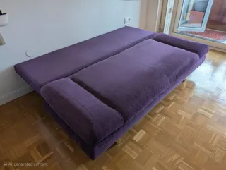 Sofá cama morado de tela